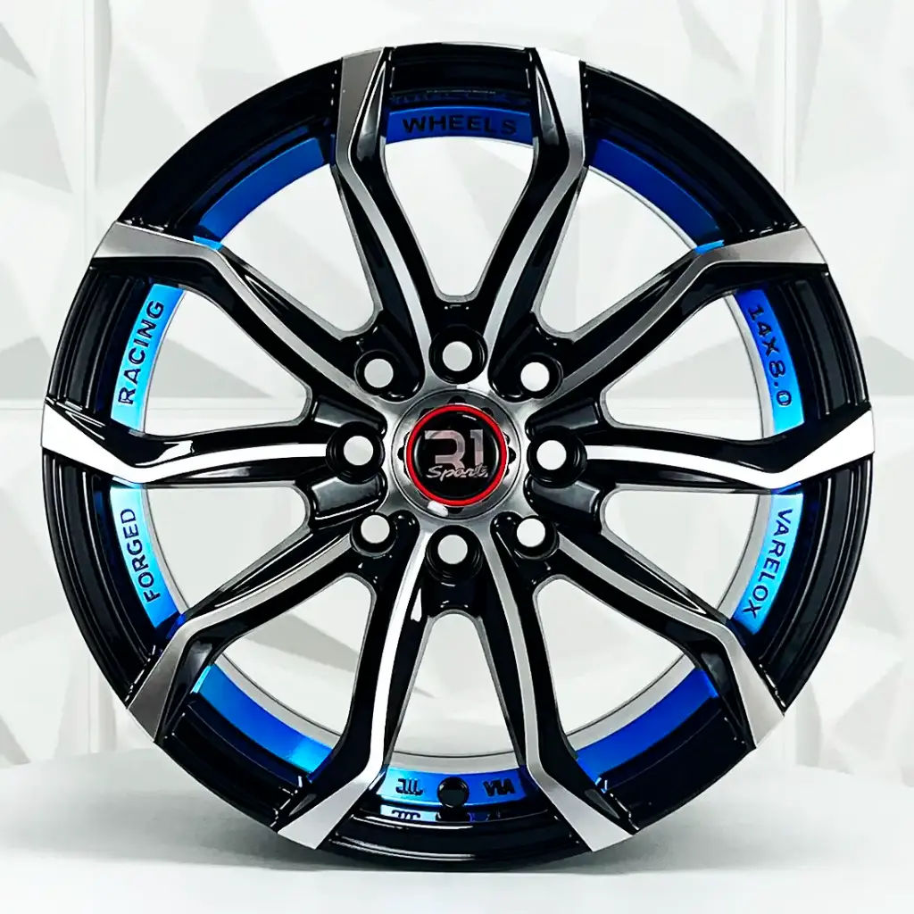 RIN 13X5.5 4-100/114.3 R1 SPORT 363 BLACK MACHINE FACE+BLUE UNDERCUT ET20 CB73.1 
