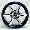 RIN 15X8 4-100/114.3 R1 SPORT QC662 BLACK MACHINE FACE BLUE LINE ET10 CB73.1