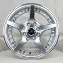 RIN 13X6 4-100/114.3 R1 SPORT 1536 SILVER MACHINE FACE+CHROME RIVETS ET30 CB73.1