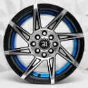 RIN 13X6 4-100/114.3 R1 SPORT QC2057 BLACK MACHINE FACE BLUE UNDERCUT ET10 CB73.1