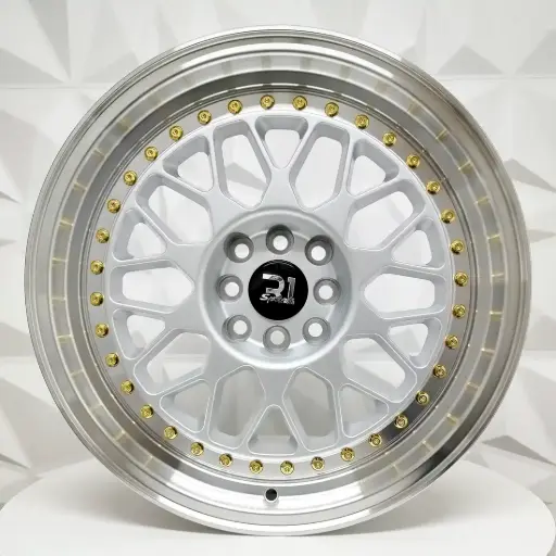 [171225F] RIN 17X8 4-100/114.3 R1 SPORT 1001 SILVER MI GOLD RIVETS ET25 CB73.1